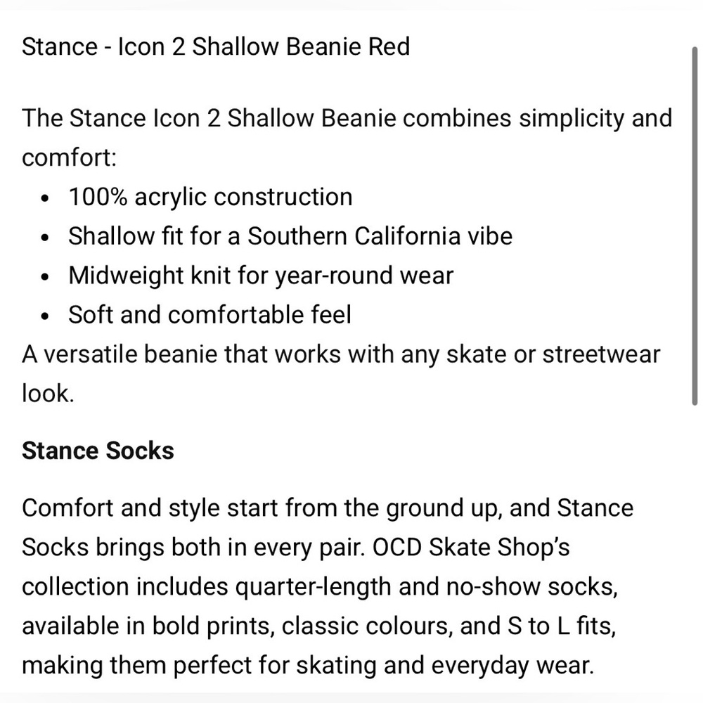 STANCE - ICON 2 SHALLOW BEANIE RED - Picture 6 of 12